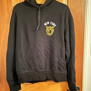 rag & bone Black Hoodie with Yellow Tiger Design